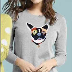FRENCHIE DOG Sequin thin grey Cotton Sweater